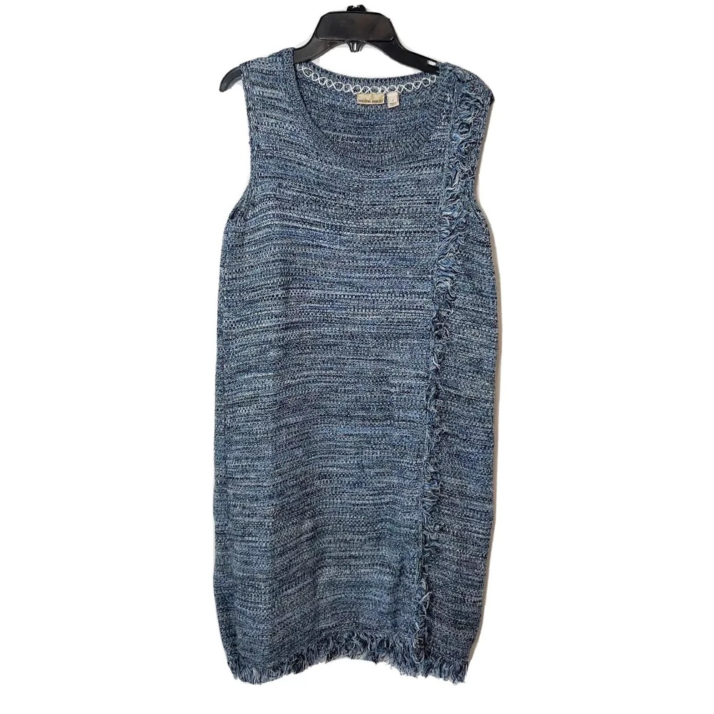 Anthro Holding Horses Fringe Shift Sweater Dress Womens Blue S Sleeveless Casual